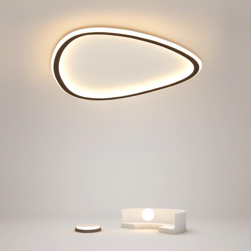 Abstract Black Flush Mount LED Ceiling Light with Remote Dimming
