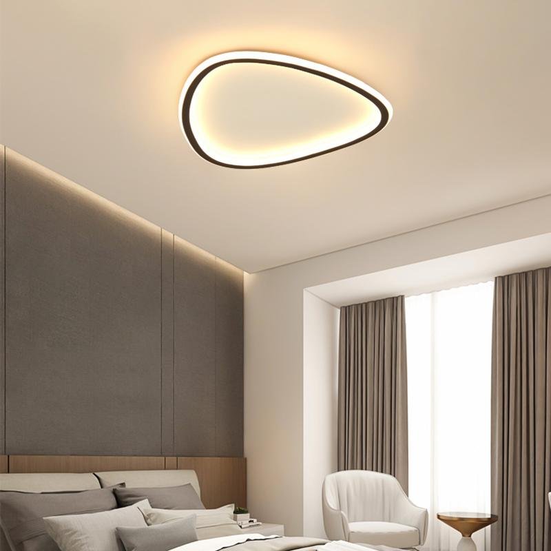 Abstract Black Flush Mount LED Ceiling Light with Remote Dimming