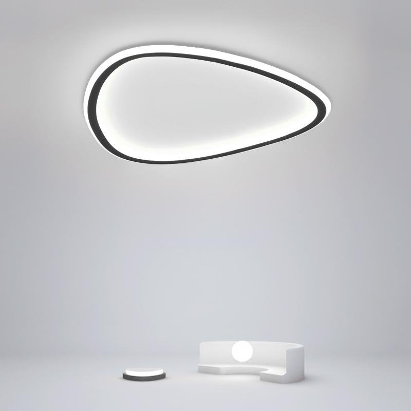 Abstract Black Flush Mount LED Ceiling Light with Remote Dimming