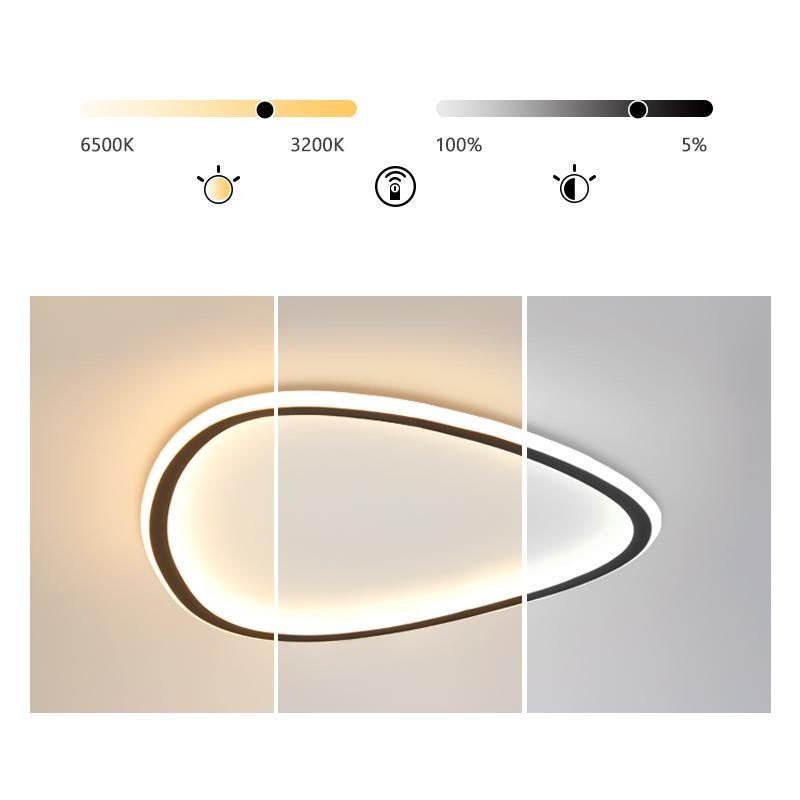 Abstract Black Flush Mount LED Ceiling Light with Remote Dimming
