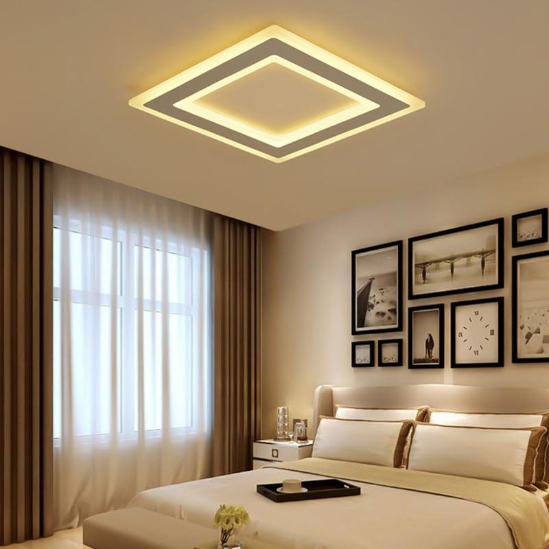 Modern Square Flush Mount LED Ceiling Light with Remote Dimming