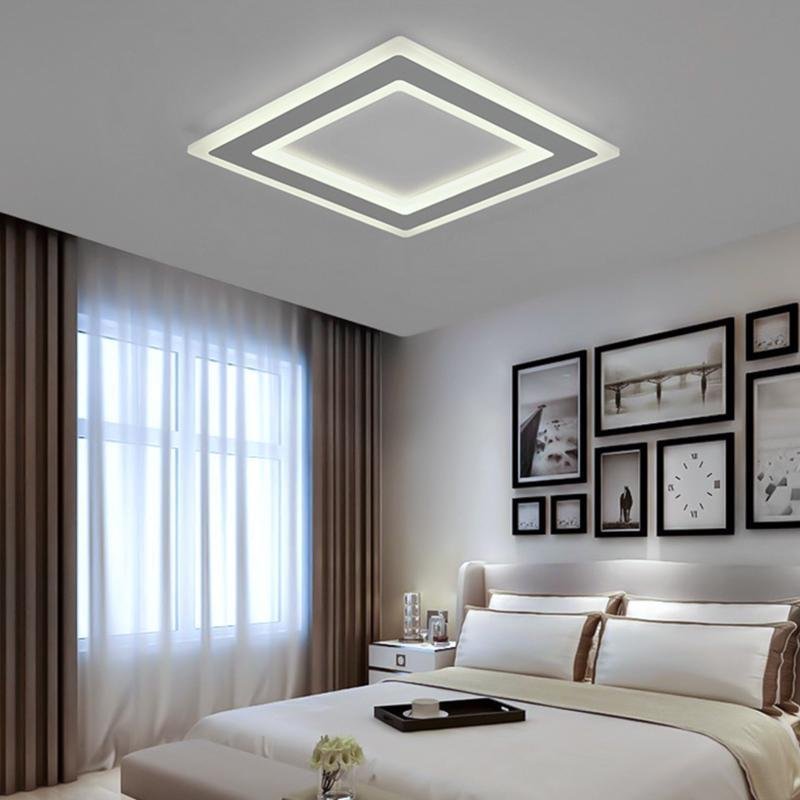 Modern Square Flush Mount LED Ceiling Light with Remote Dimming