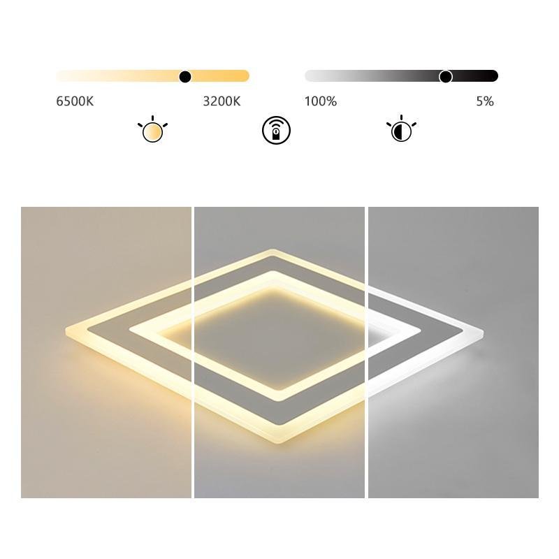 Modern Square Flush Mount LED Ceiling Light with Remote Dimming
