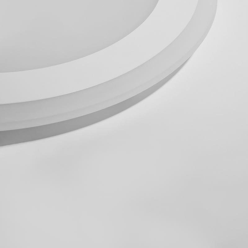 Modern Round Flush Mount Ceiling Light White Metal PMMA Shade
