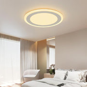Modern Round Flush Mount Ceiling Light White Metal PMMA Shade