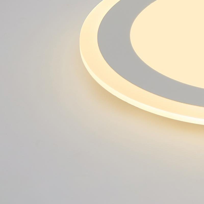 Modern Round Flush Mount Ceiling Light White Metal PMMA Shade