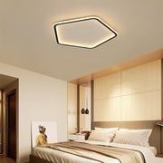 Modern Hexagon Flush Mount Ceiling Light Black Iron PMMA Shade