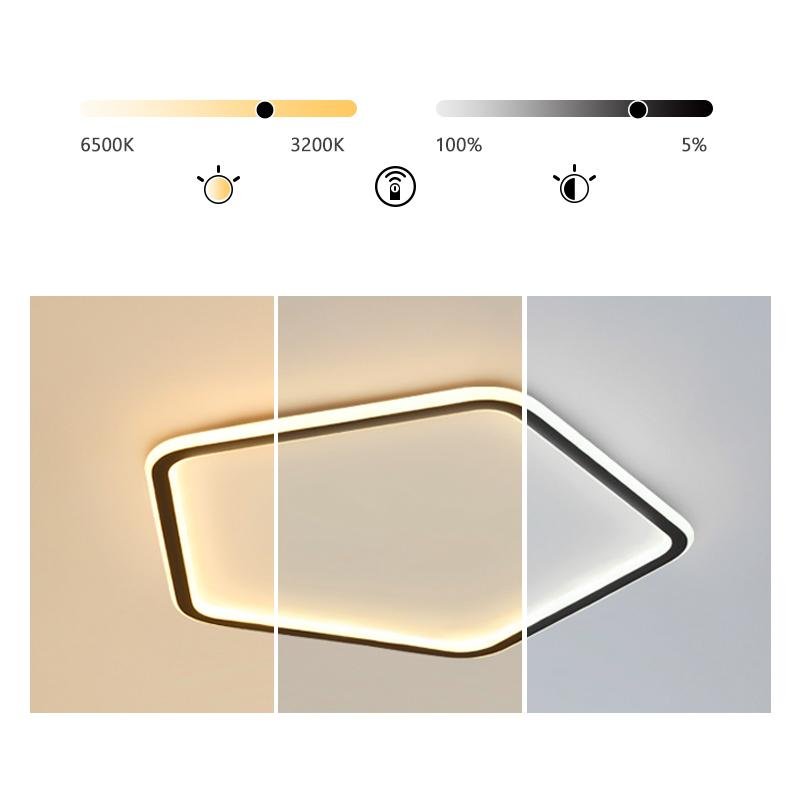 Modern Hexagon Flush Mount Ceiling Light Black Iron PMMA Shade