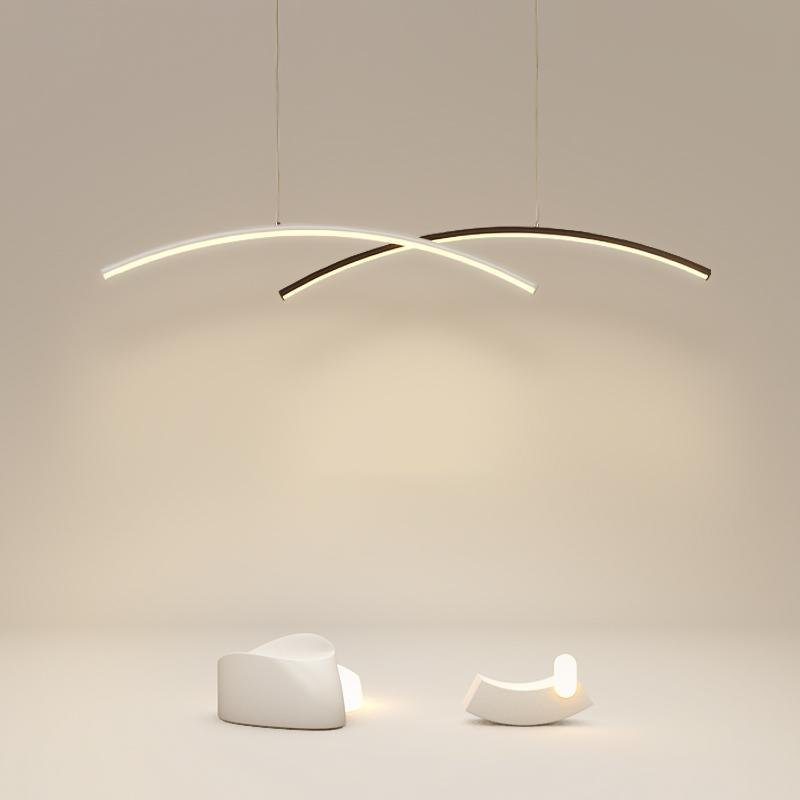 Arc-Shaped Aluminum Acrylic LED Pendant Light Set - Modern Ceiling
