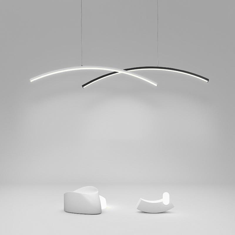 Arc-Shaped Aluminum Acrylic LED Pendant Light Set - Modern Ceiling