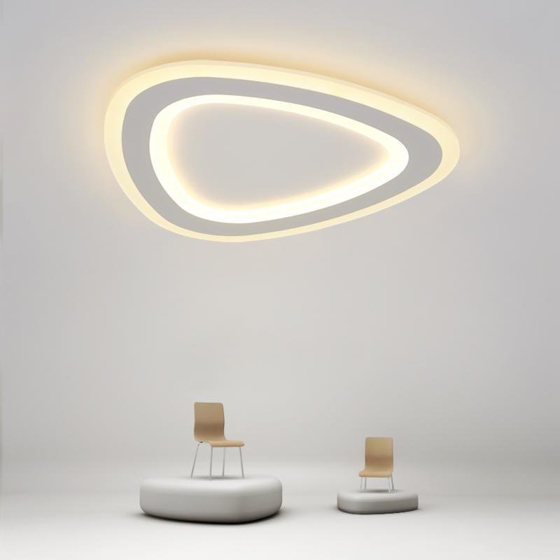 Modern Triangle Flush Mount LED Ceiling Light White Iron PMMA