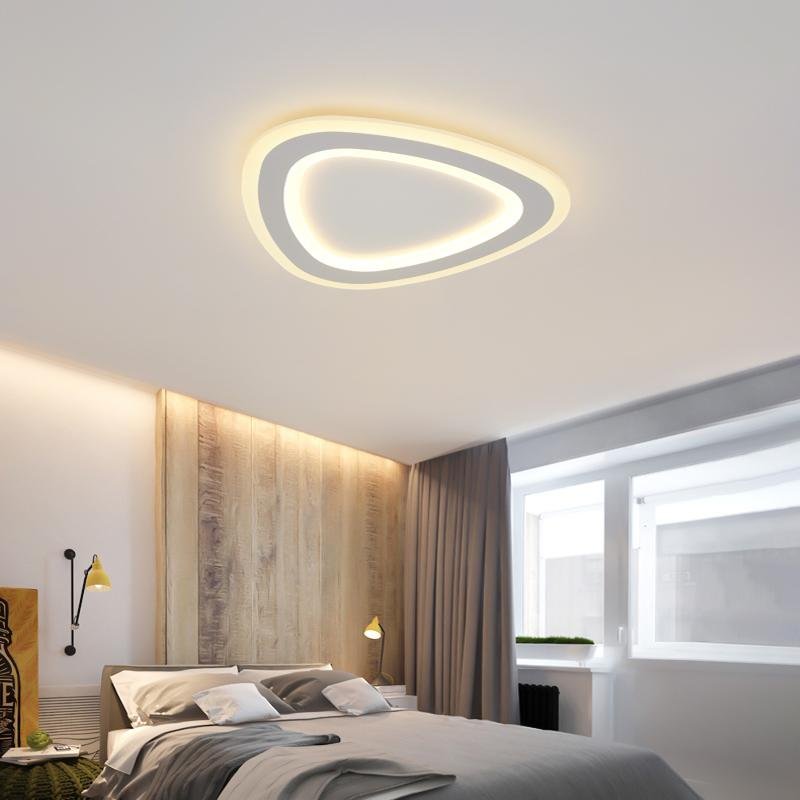 Modern Triangle Flush Mount LED Ceiling Light White Iron PMMA