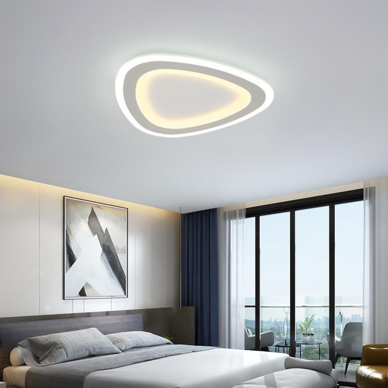 Modern Triangle Flush Mount LED Ceiling Light White Iron PMMA