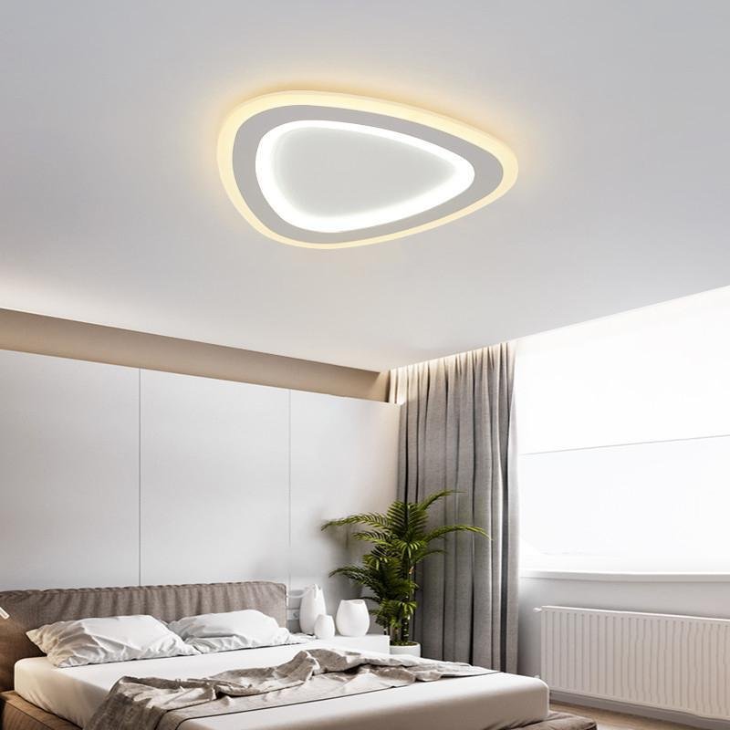Modern Triangle Flush Mount LED Ceiling Light White Iron PMMA