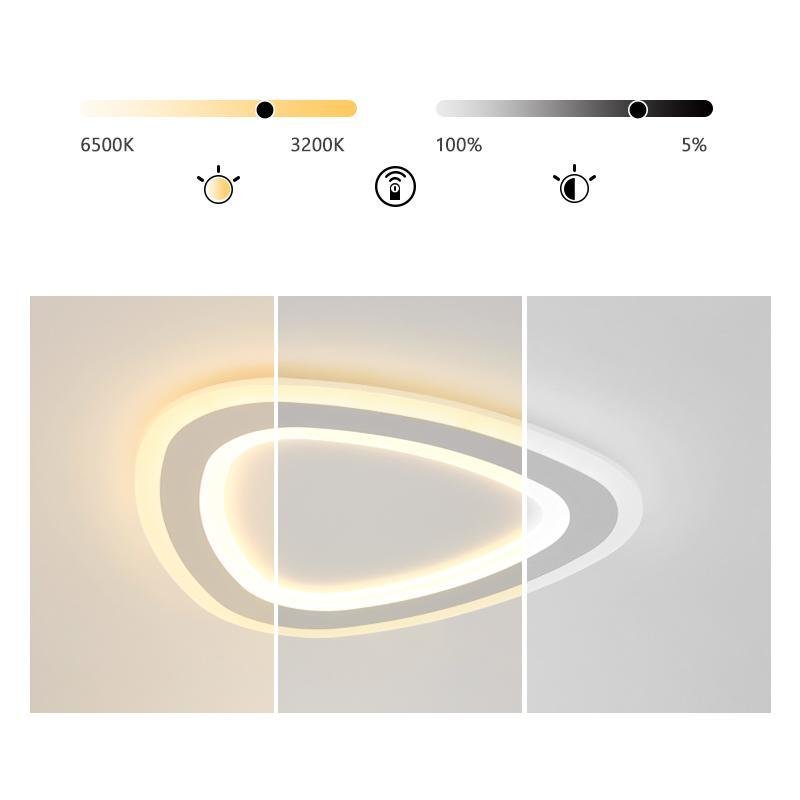 Modern Triangle Flush Mount LED Ceiling Light White Iron PMMA