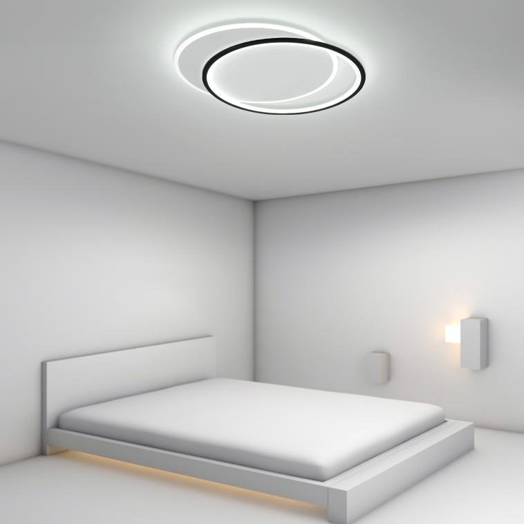 Modern Overlapped Round Flush Mount Ceiling Light White Black