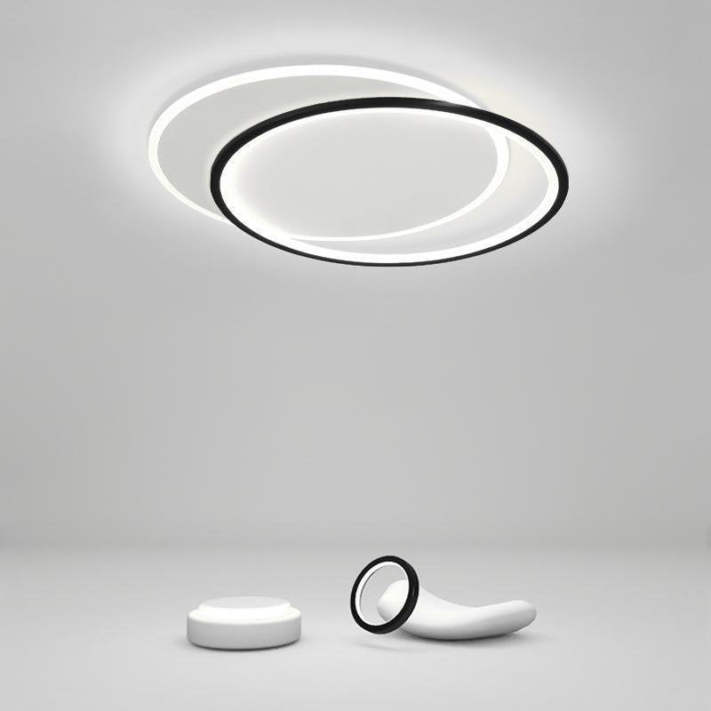 Modern Overlapped Round Flush Mount Ceiling Light White Black