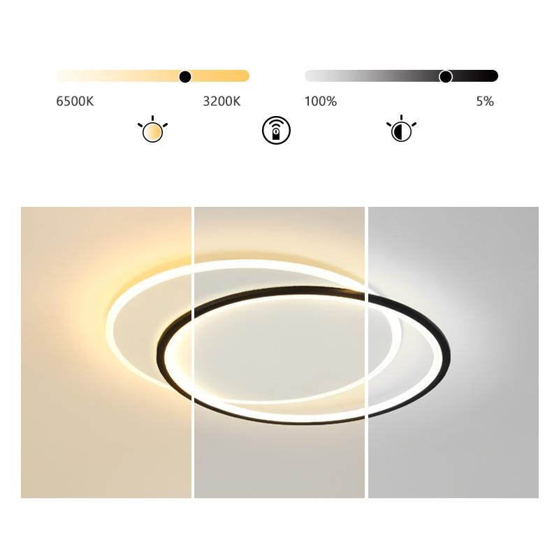 Modern Overlapped Round Flush Mount Ceiling Light White Black