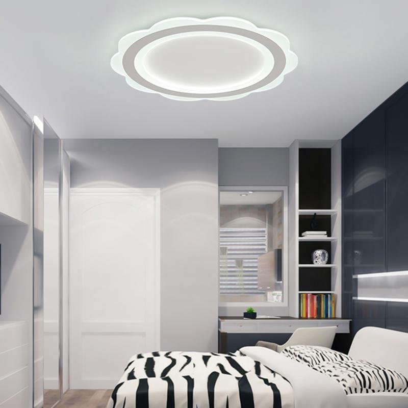 Modern Round Flush Mount LED Ceiling Light - Iron & PMMA