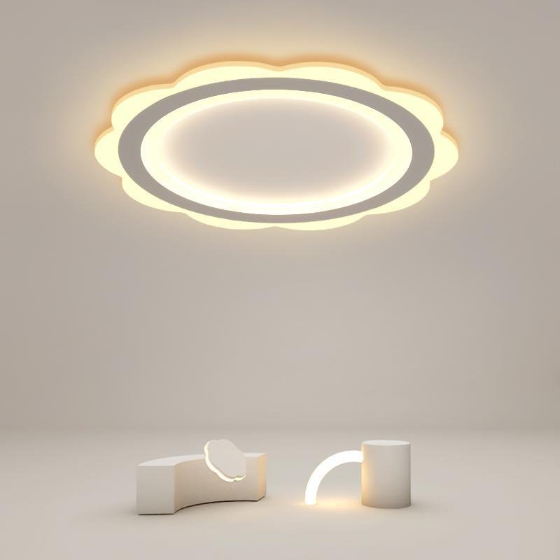 Modern Round Flush Mount LED Ceiling Light - Iron & PMMA