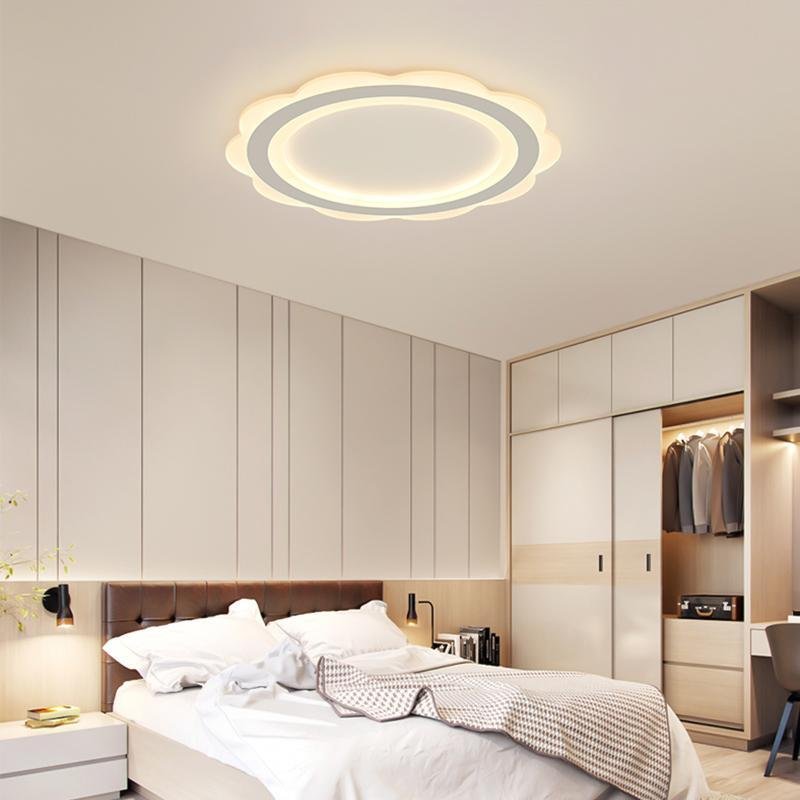 Modern Round Flush Mount LED Ceiling Light - Iron & PMMA