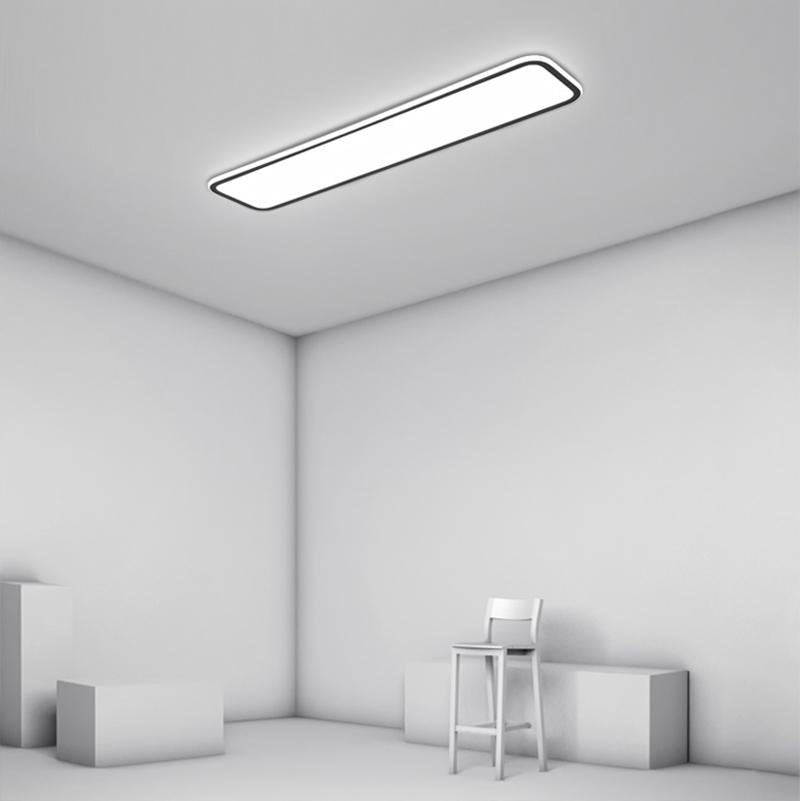 Modern Rectangular Flush Mount Ceiling Light - Black Aluminum