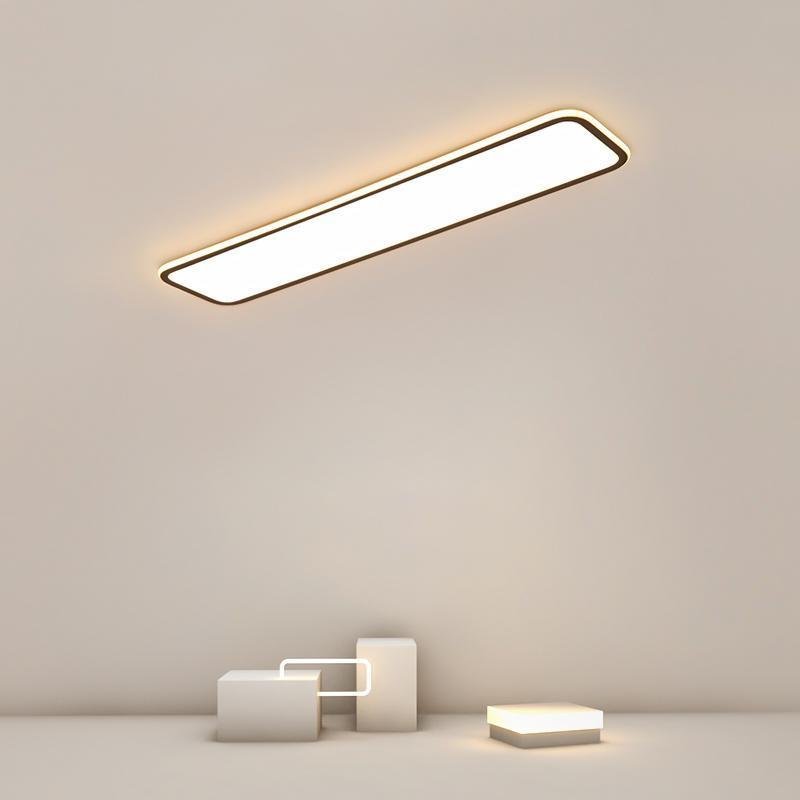 Modern Rectangular Flush Mount Ceiling Light - Black Aluminum