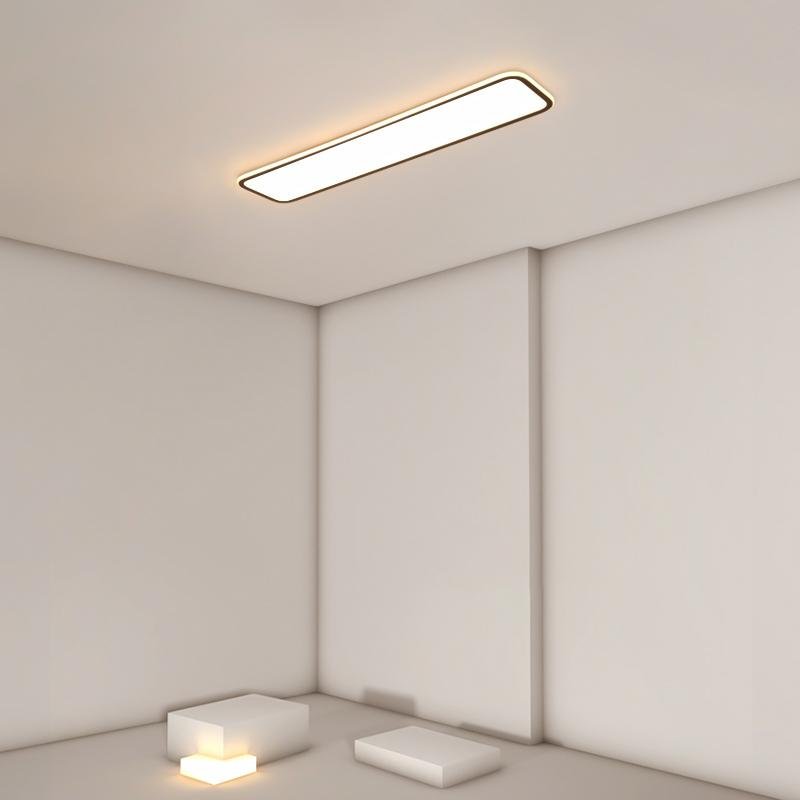 Modern Rectangular Flush Mount Ceiling Light - Black Aluminum