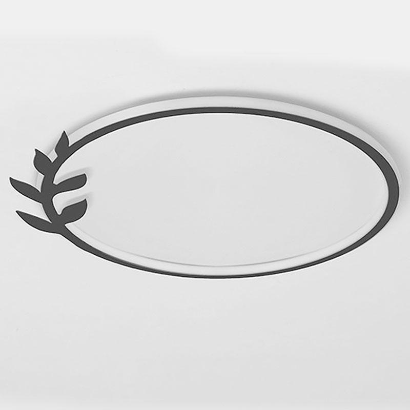 Modern Black Flush Mount LED Ceiling Light with Leaf Edge Design