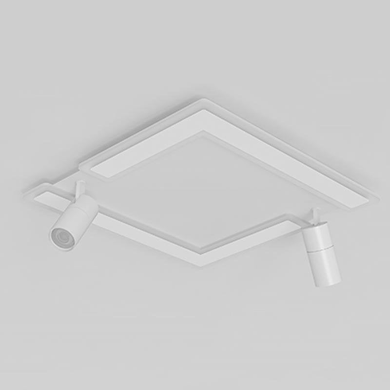 Square Dimmable Flush Mount with Adjustable Spotlights White
