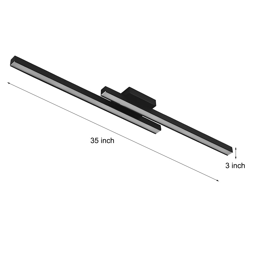 35" Modern LED Rectangular Flush Mount Ceiling Light - Black