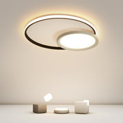 Overlap Round Black Flush Mount LED Ceiling Light with Remote Dimming