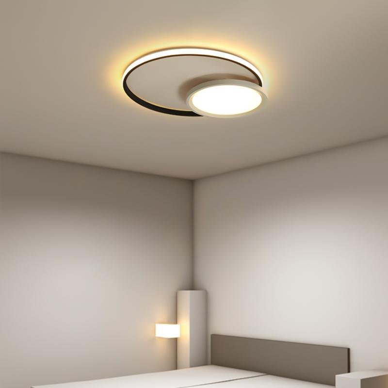 Overlap Round Black Flush Mount LED Ceiling Light with Remote Dimming