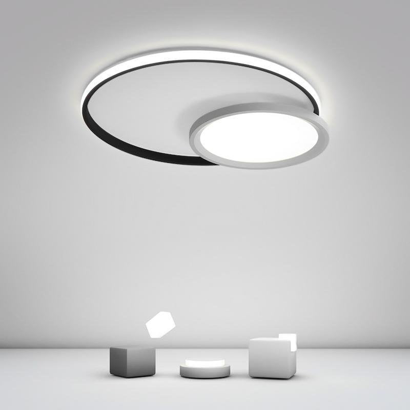 Overlap Round Black Flush Mount LED Ceiling Light with Remote Dimming