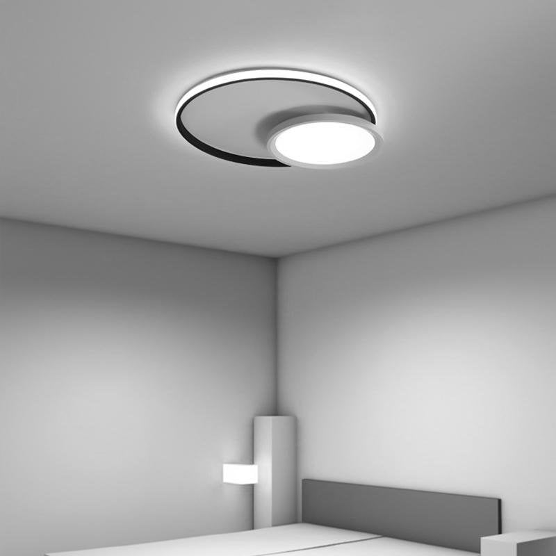 Overlap Round Black Flush Mount LED Ceiling Light with Remote Dimming