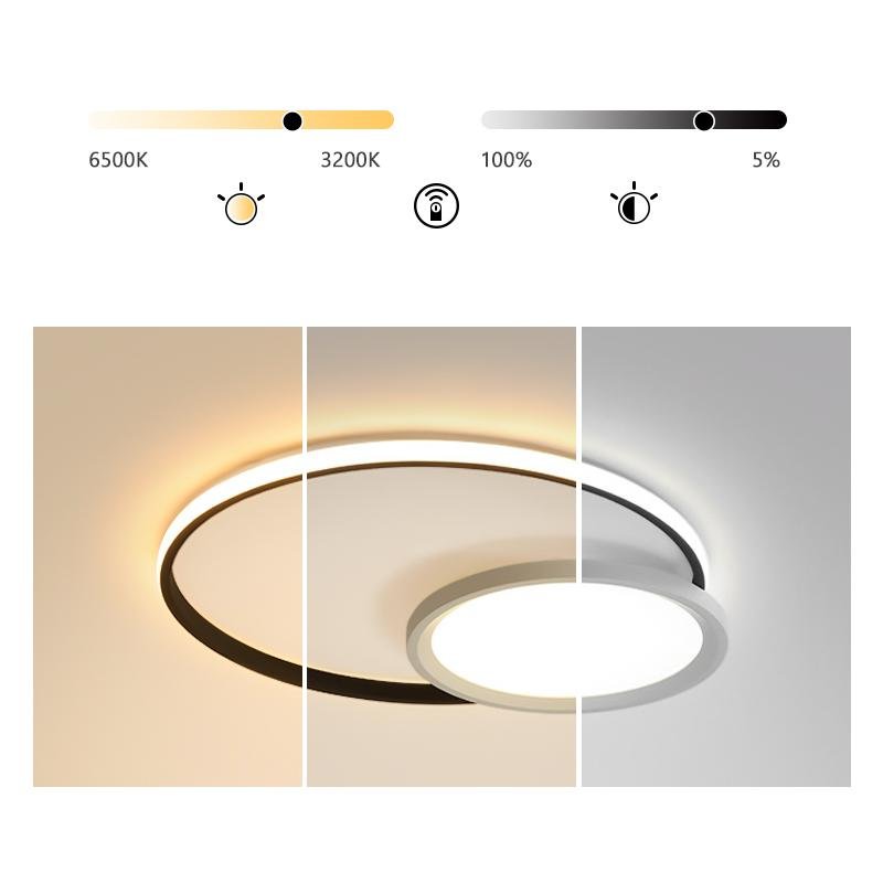 Overlap Round Black Flush Mount LED Ceiling Light with Remote Dimming