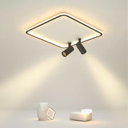 Black Square Industrial Flush Mount Spotlight with Integrated LED