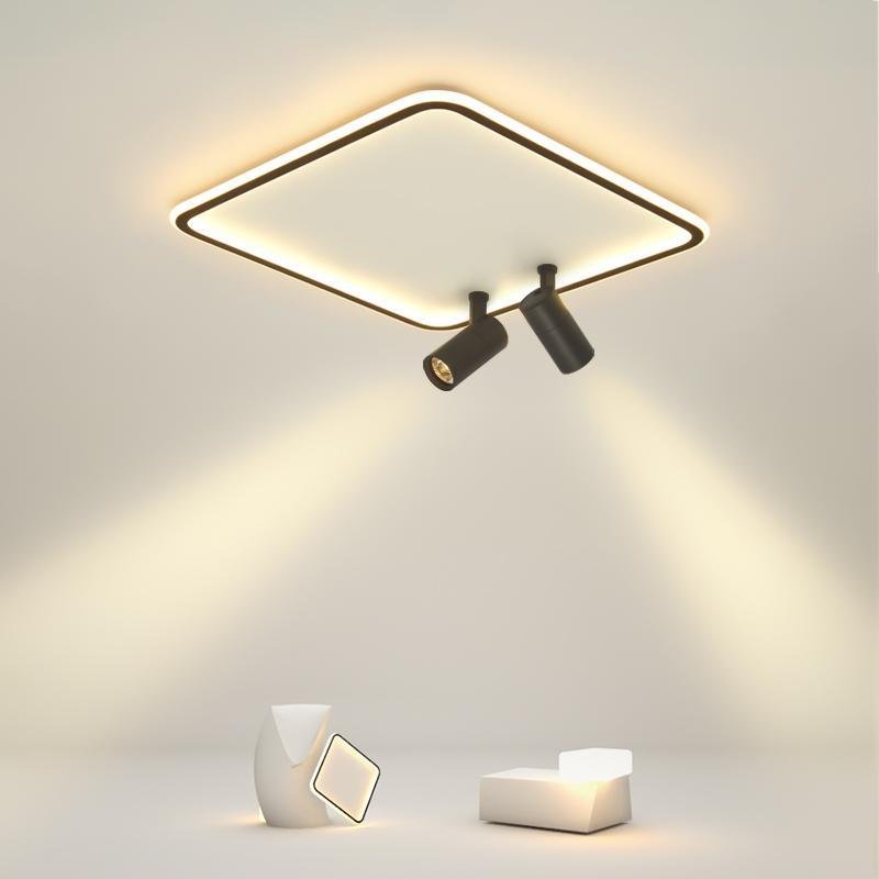 Black Square Industrial Flush Mount Spotlight with Integrated LED