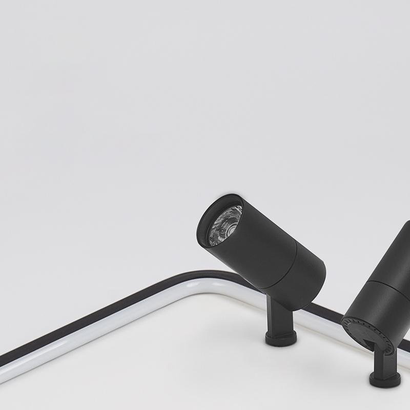 Black Square Industrial Flush Mount Spotlight with Integrated LED