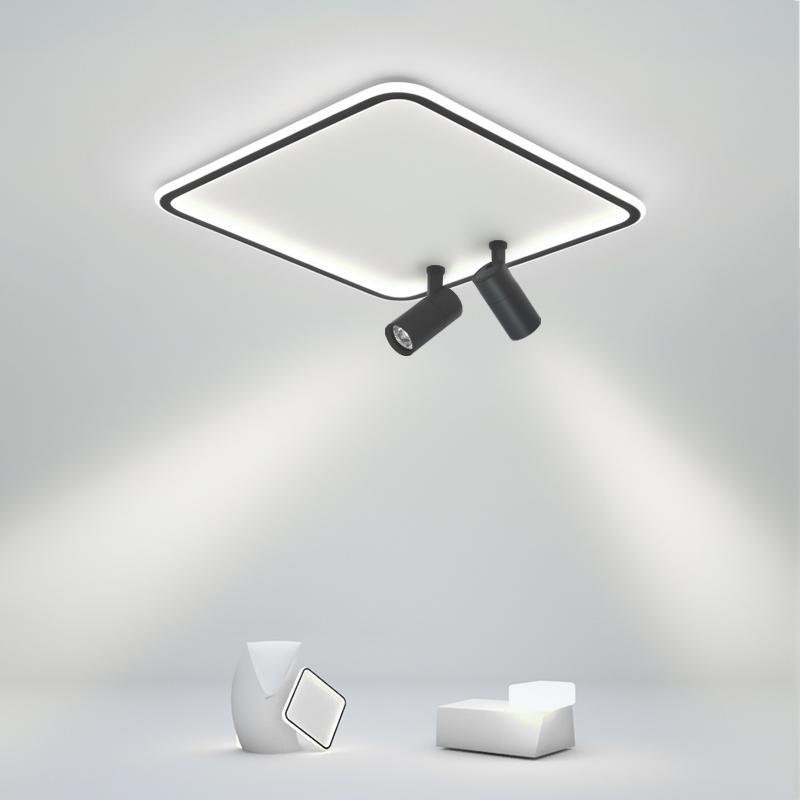 Black Square Industrial Flush Mount Spotlight with Integrated LED