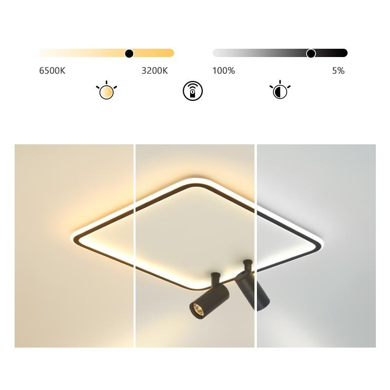 Black Square Industrial Flush Mount Spotlight with Integrated LED
