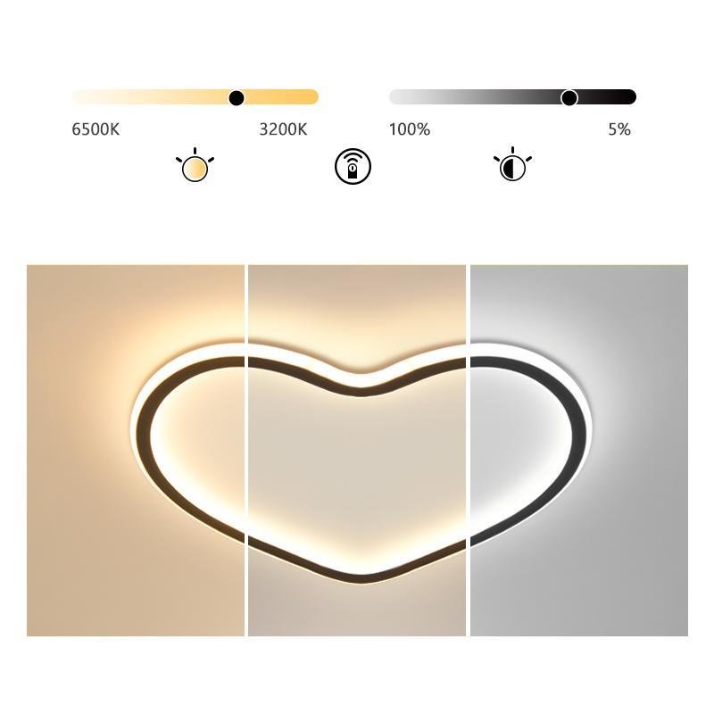 Heart Shaped LED Flush Mount Ceiling Light with Remote Dimming