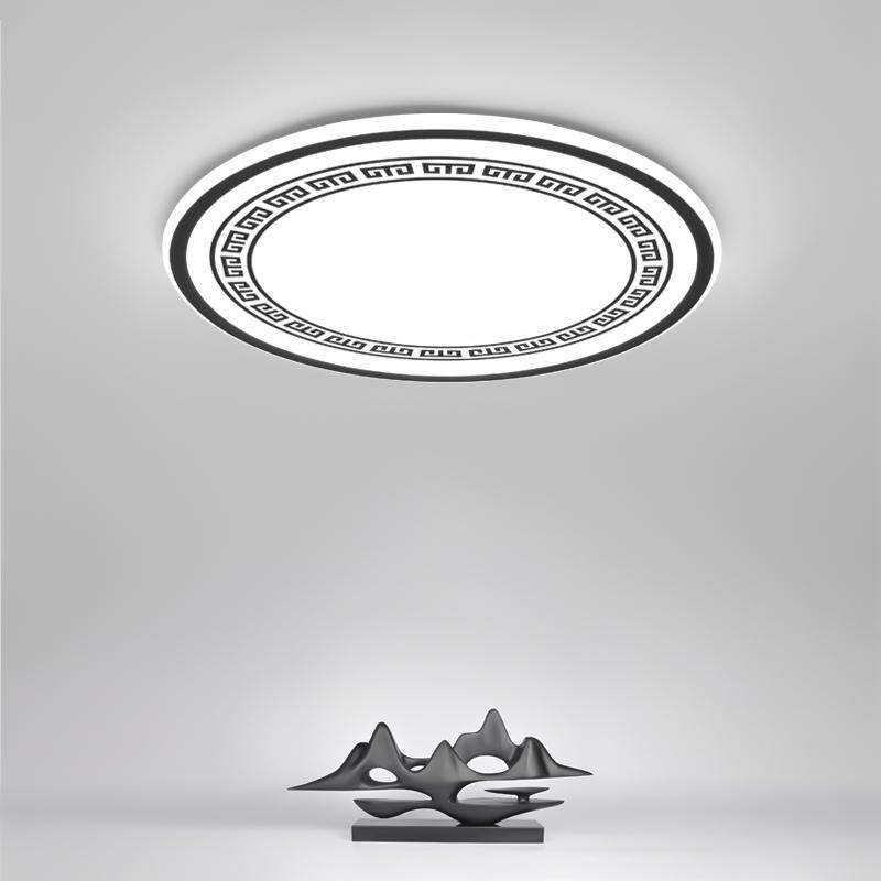 Round LED Flush Mount Ceiling Light with Eastern Geometric Design