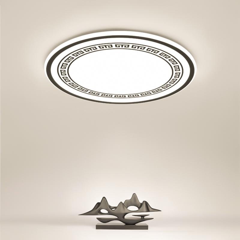 Round LED Flush Mount Ceiling Light with Eastern Geometric Design
