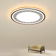 Round LED Flush Mount Ceiling Light with Eastern Geometric Design