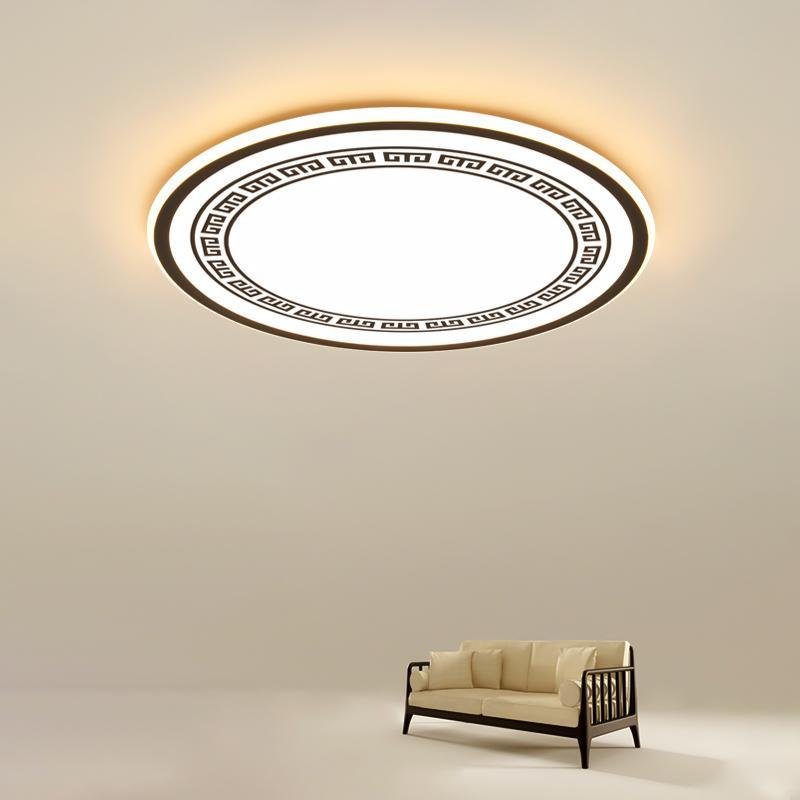 Round LED Flush Mount Ceiling Light with Eastern Geometric Design