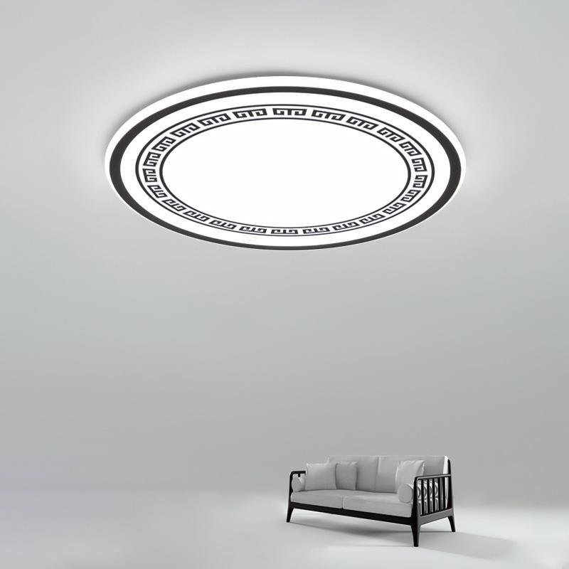Round LED Flush Mount Ceiling Light with Eastern Geometric Design