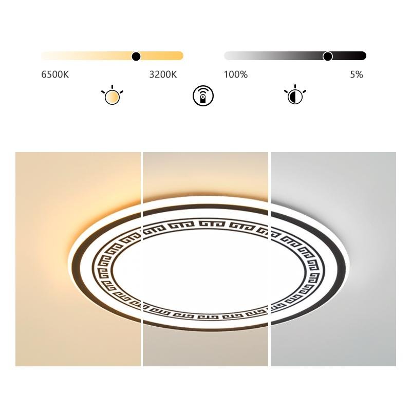 Round LED Flush Mount Ceiling Light with Eastern Geometric Design