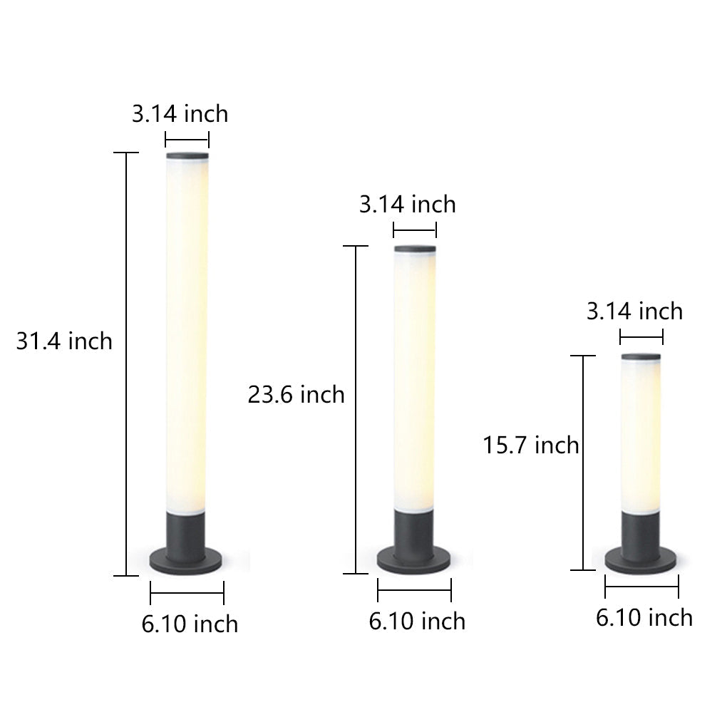Slender Cylindrical LED Bollard Light for Pathway & Garden Outdoor