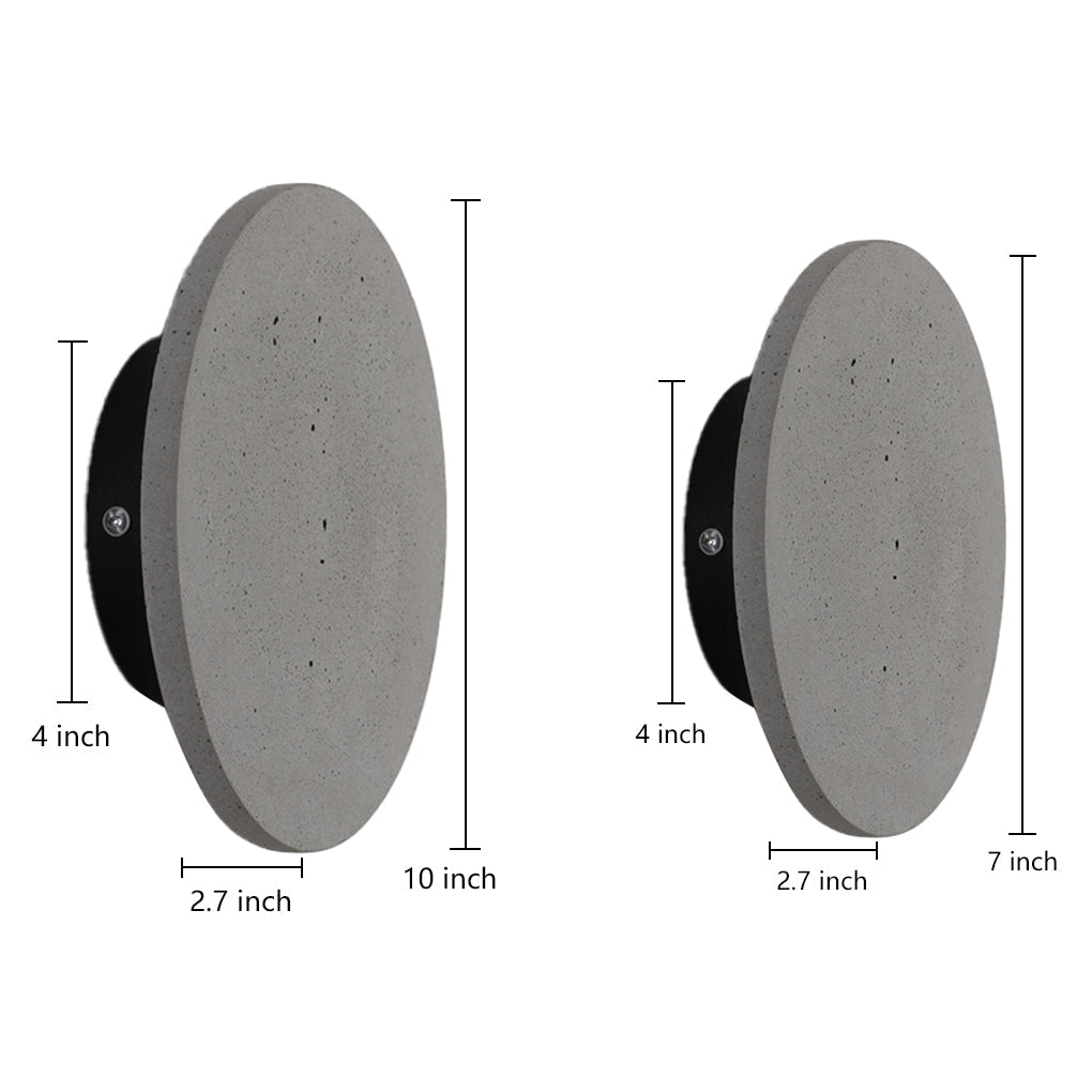 Modern Concrete Round LED Wall Light Gray Outdoor Flush Mount